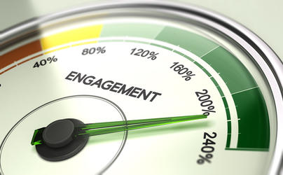 Conceptual image of employee engagement using a barometer